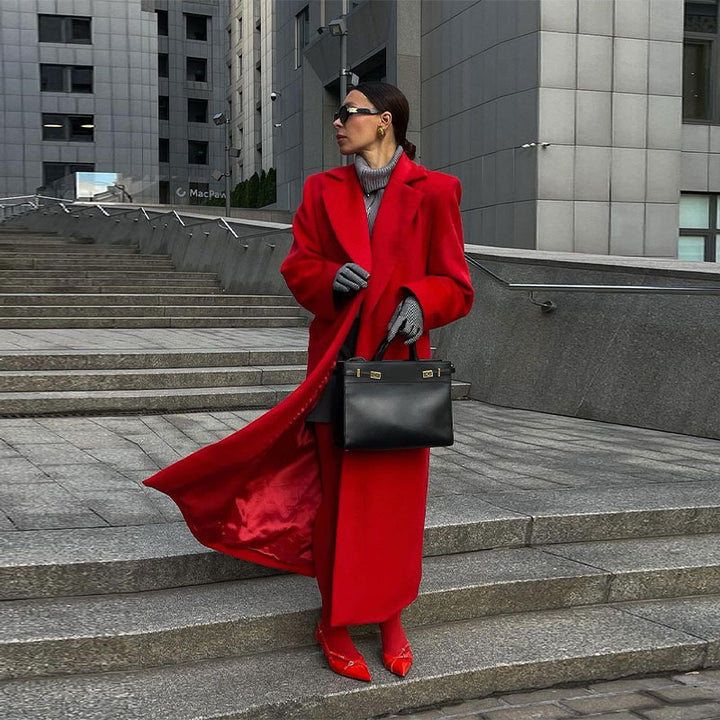 Damer Elegant Ullkappa med Oversized-snitt och snygg Revers Eva Jonsson-Eva Jonsson