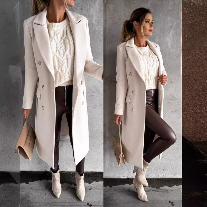 Damer Elegant Ullkappa med dubbelknappar Mirla-Eva Jonsson