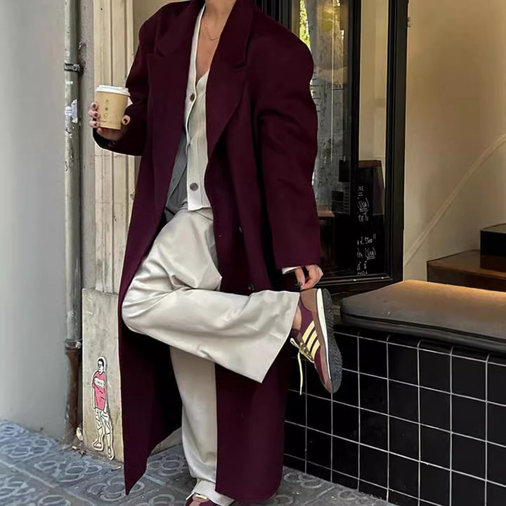 Damer Elegant Ullkappa med dubbelknappat design Mirla-Eva Jonsson