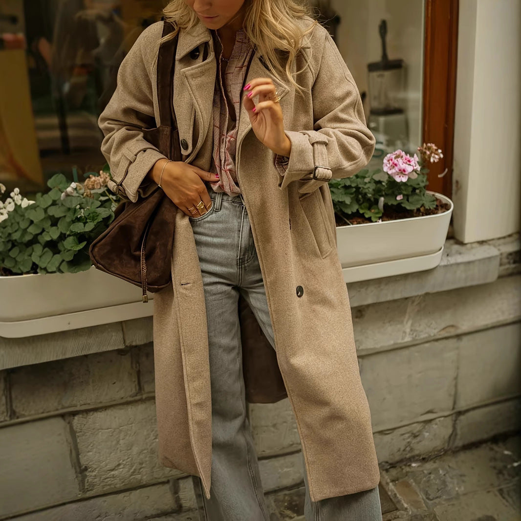 Damer Elegant Ullkappa med vid passform och klassiska knapppdetaljer Eva Jonsson-Eva Jonsson
