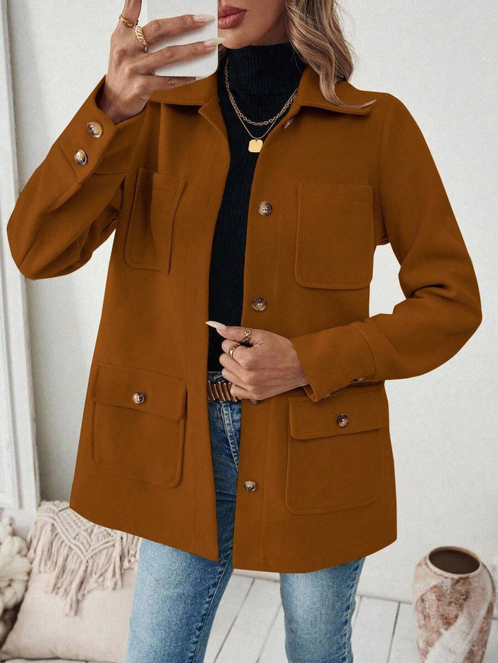 Damer Elegant Utility-jacka med bröstfickor och knapplist Mirla-Eva Jonsson