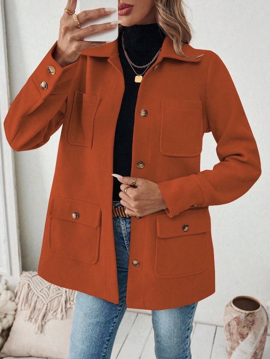 Damer Elegant Utility-jacka med bröstfickor och knapplist Mirla-Eva Jonsson