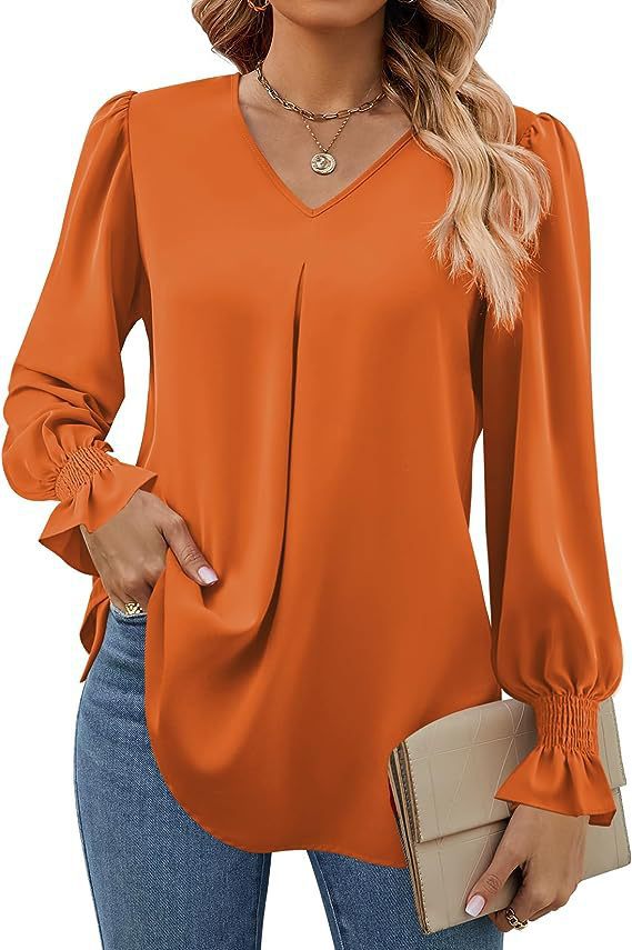Damer Elegant V-hals Blus med Puffärmar Mirla-Eva Jonsson