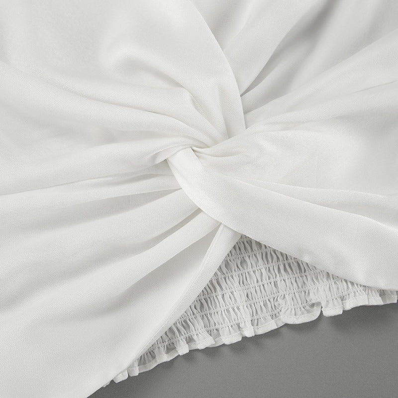 Damer Elegant V-ringad Tvist Blus med Volang Sömmar Eva Jonsson-Eva Jonsson