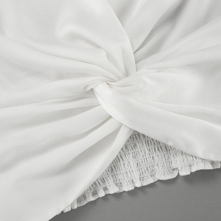 Damer Elegant V-ringad Tvist Blus med Volang Sömmar Eva Jonsson-Eva Jonsson