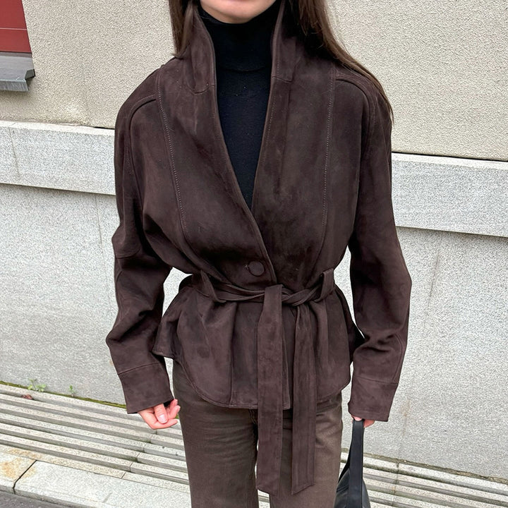 Damer Elegant Vändbar Blazerjacka i högkvalitativt mocka Mirla-Eva Jonsson