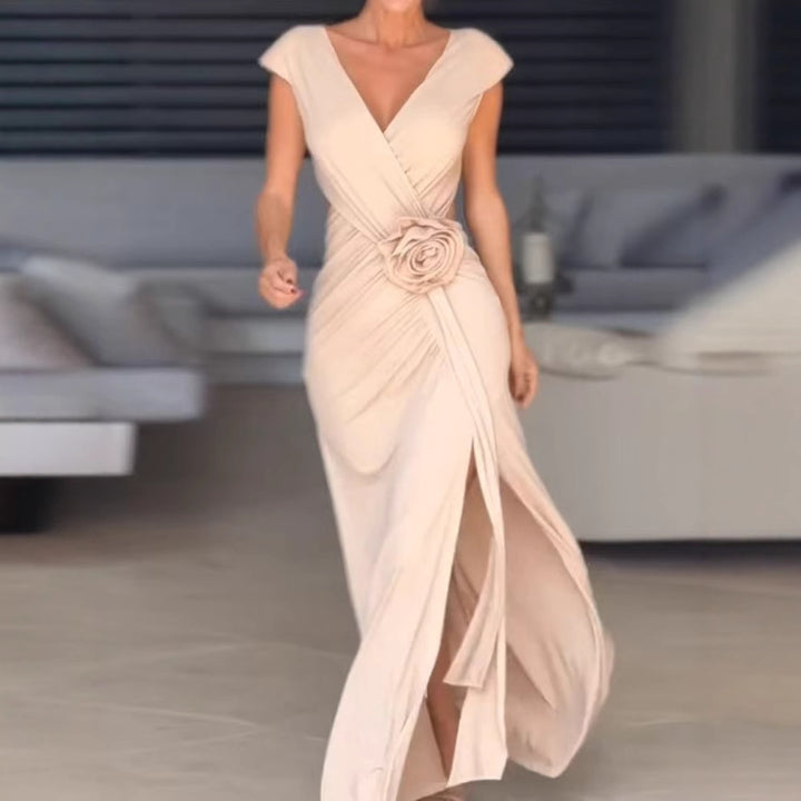 Damer Elegant Väska Klänning med blommig detalj och slits Mirla-Eva Jonsson