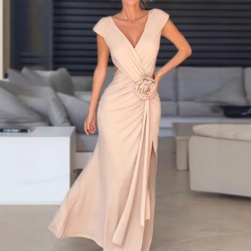 Damer Elegant Väska Klänning med blommig detalj och slits Mirla-Eva Jonsson
