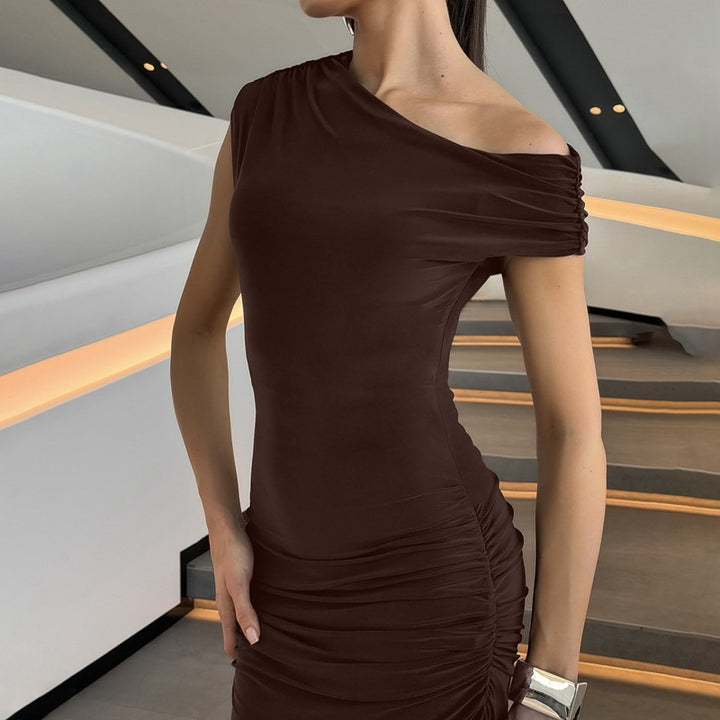 Damer Elegant Vik Maxi Klänning med asymmetrisk Axeldel Mirla-Eva Jonsson