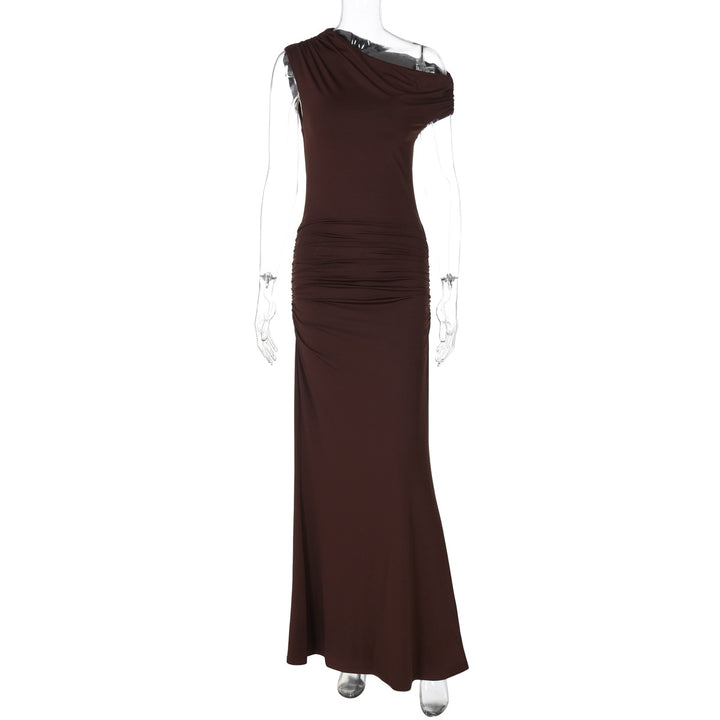 Damer Elegant Vik Maxi Klänning med asymmetrisk Axeldel Mirla-Eva Jonsson