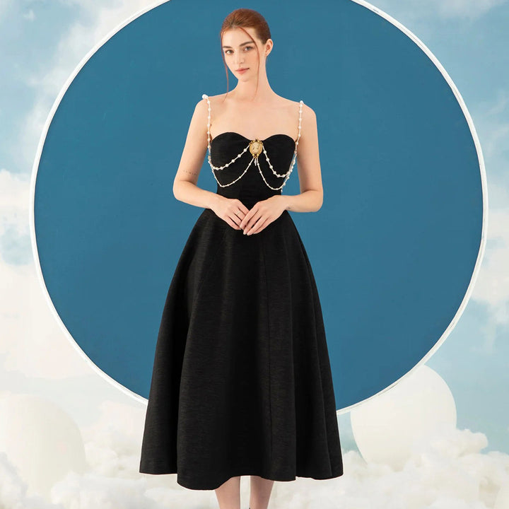 Damer Elegant Vintage-klänning med pärlprydnad Mirla-Eva Jonsson