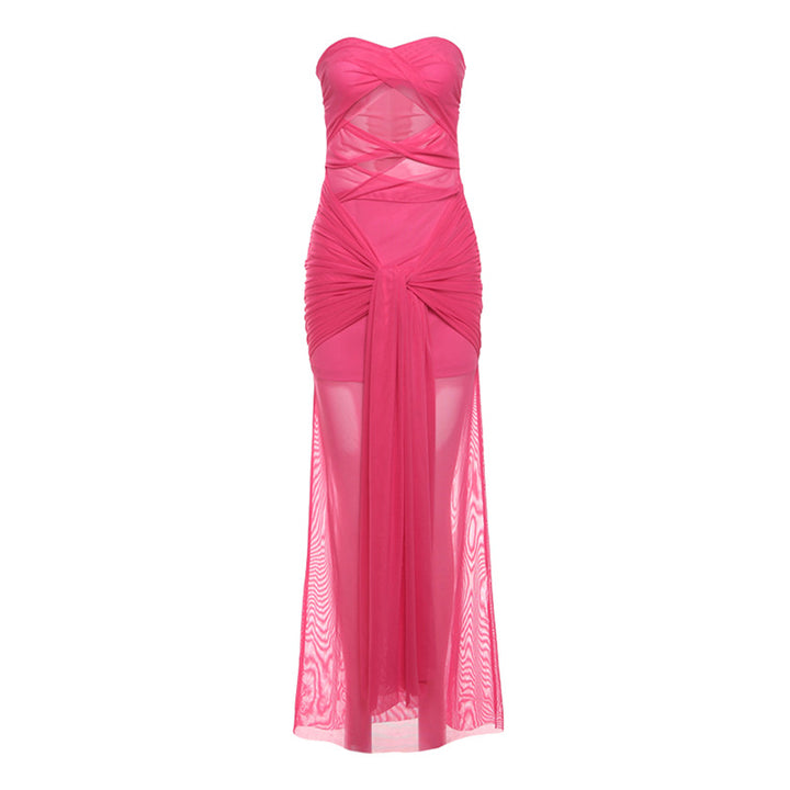 Damer Elegant Wickeldress med transparenta stoffdetaljer och raffinerad skärning Mirla-Eva Jonsson