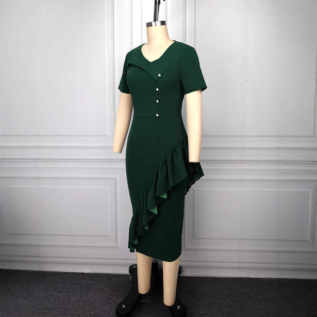 Damer Elegant Wickelkleid med Rüschendetails Mirla-Eva Jonsson