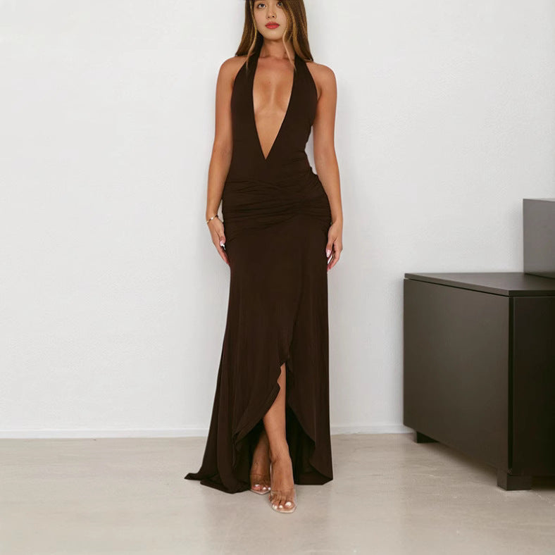 Damer Elegant Wickelkleid med djup V-ringning och asymmetrisk fåll Eva Jonsson-Eva Jonsson