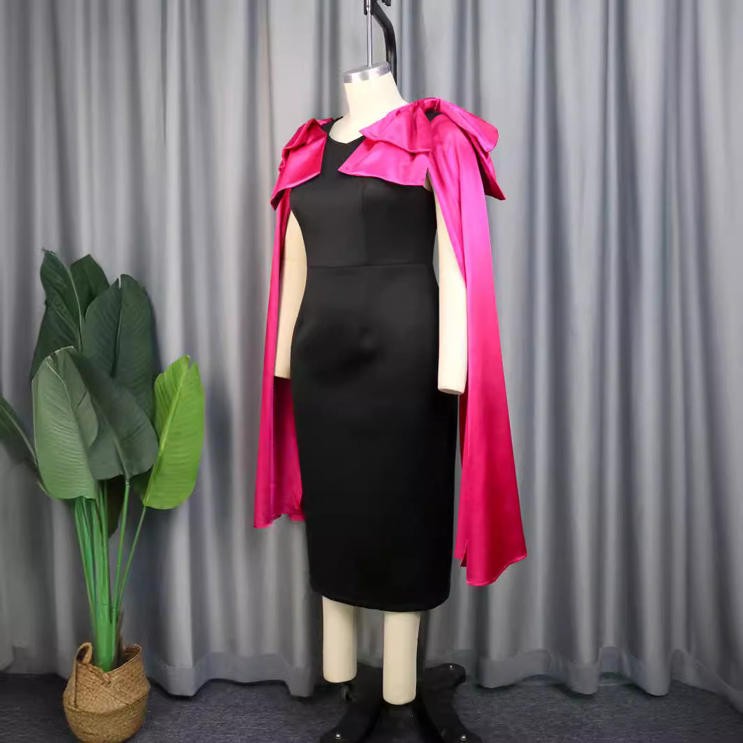 Damer Elegant Wickelkleid med dramatiskt Cape-Uttal Mirla-Eva Jonsson