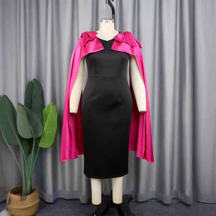 Damer Elegant Wickelkleid med dramatiskt Cape-Uttal Mirla-Eva Jonsson