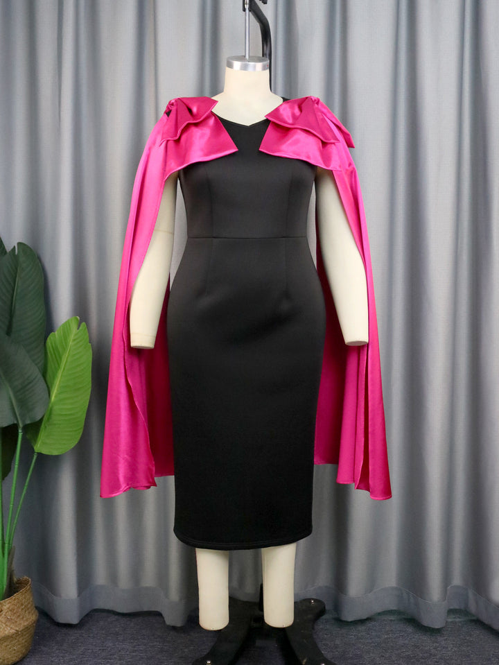 Damer Elegant Wickelkleid med dramatiskt Cape-Uttal Mirla-Eva Jonsson