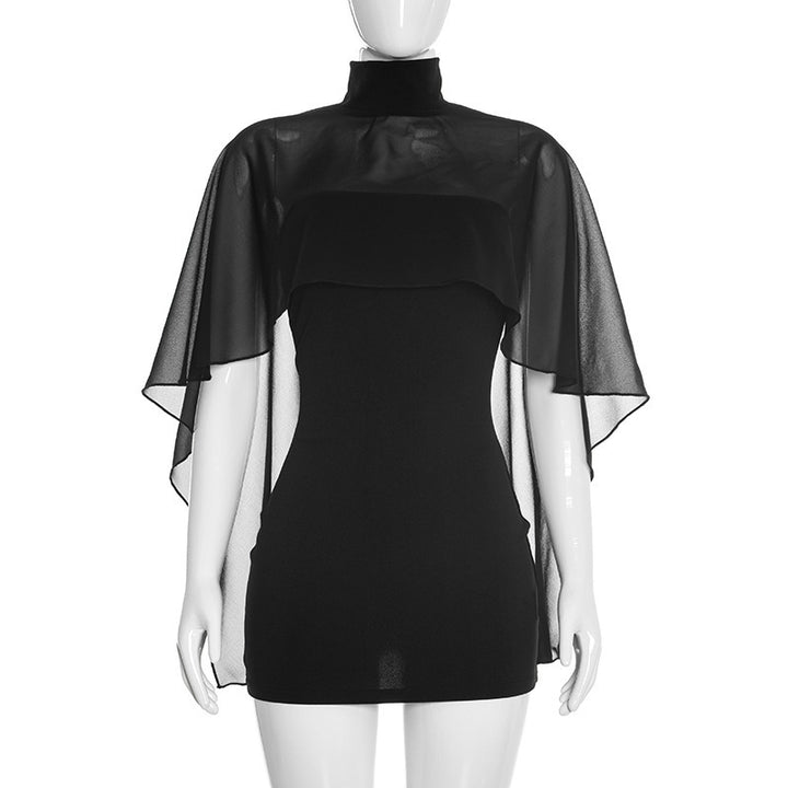 Damer Elegant Wrap Blouse med transparent huva och asymmetrisk fåll Mirla-Eva Jonsson