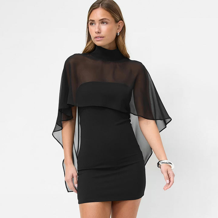 Damer Elegant Wrap Blouse med transparent huva och asymmetrisk fåll Mirla-Eva Jonsson