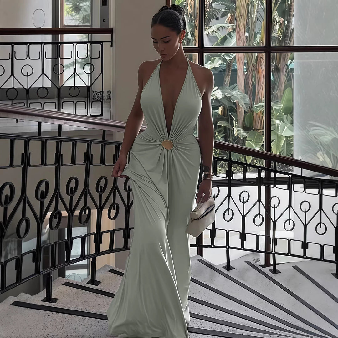 Damer Elegant Wrap Dress med djup V-ringning och raffinerat bälte Mirla-Eva Jonsson