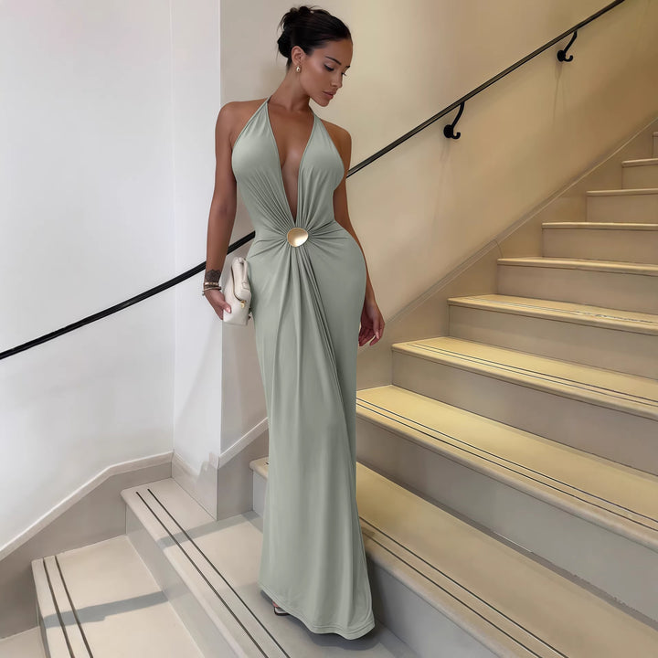 Damer Elegant Wrap Dress med djup V-ringning och raffinerat bälte Mirla-Eva Jonsson