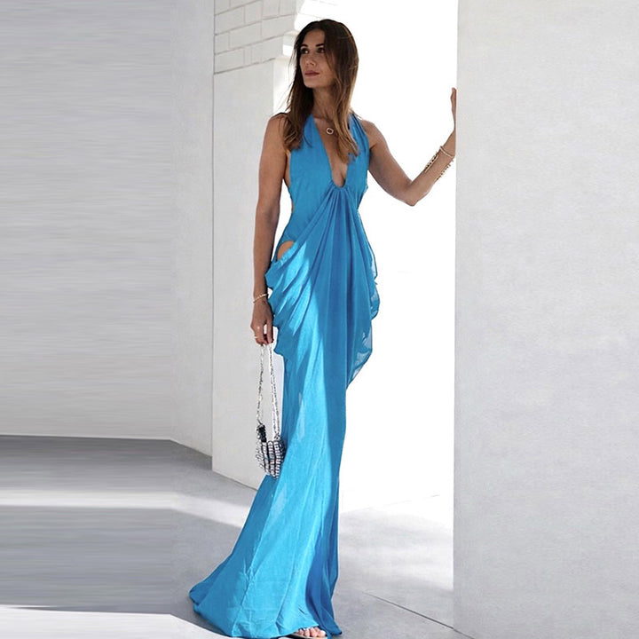 Damer Elegant Wrap Dress med djup V-ringning och sofistikerade draperingar Mirla-Eva Jonsson