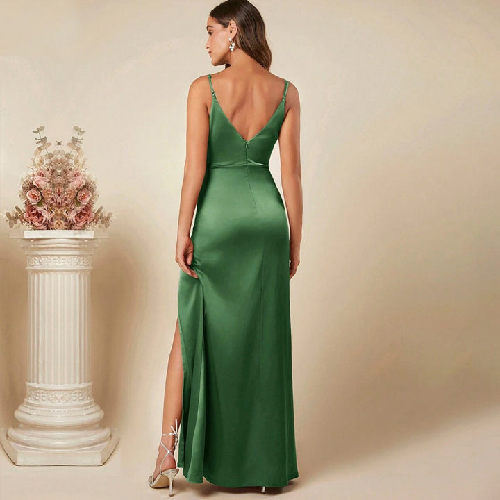 Damer Elegant Wrap Dress med hög klittslits och smala band Mirla-Eva Jonsson