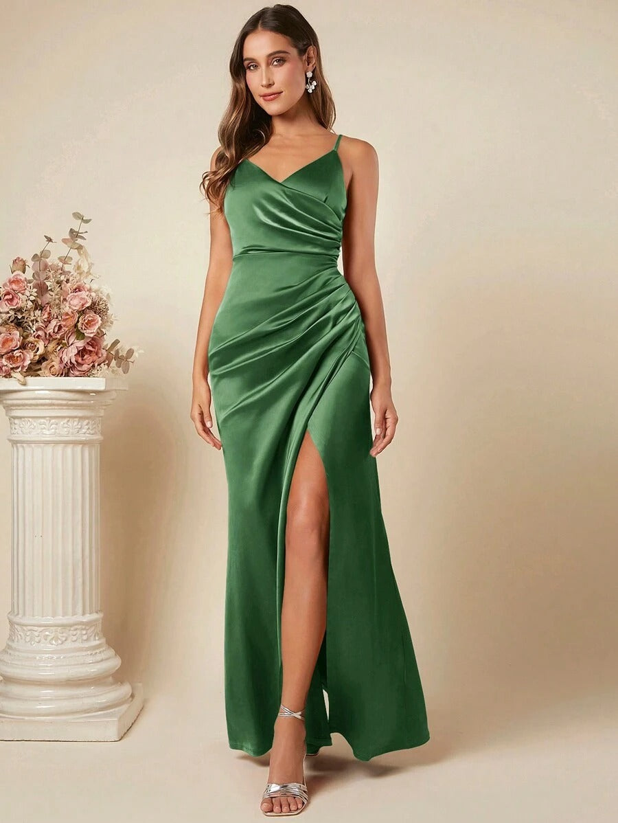Damer Elegant Wrap Dress med hög klittslits och smala band Mirla-Eva Jonsson