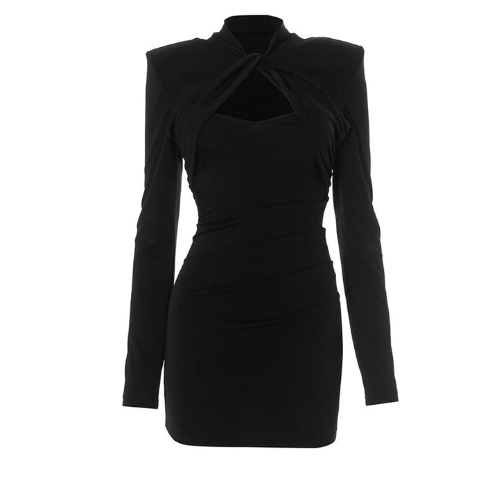 Damer Elegant Wrap Dress med lång ärm och raffinerad Cut-Out Mirla-Eva Jonsson