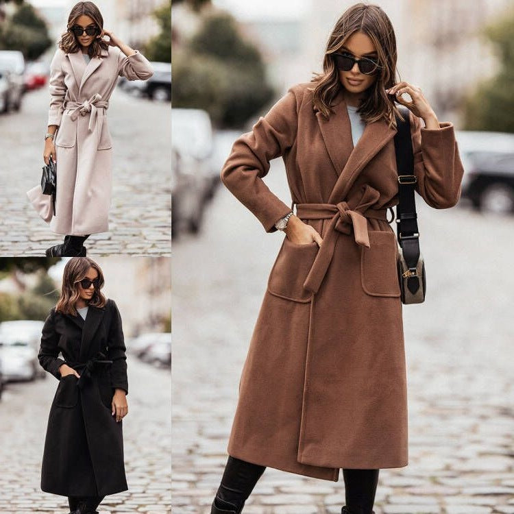 Damer Elegant Wrap-Kappa med praktiska fickor och midjeanpassat bälte Mirla-Eva Jonsson