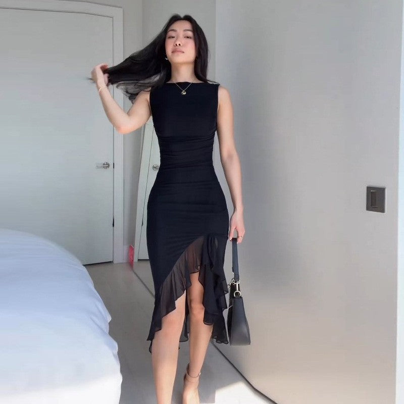 Damer Elegant Wrap Klänning med Asymmetrisk Kantar och Volangdetaljer Eva Jonsson-Eva Jonsson