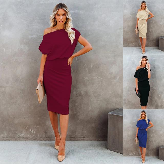 Damer Elegant Wrap Klänning med Asymmetrisk U-ringning Mirla-Eva Jonsson
