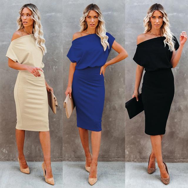 Damer Elegant Wrap Klänning med Asymmetrisk U-ringning Mirla-Eva Jonsson