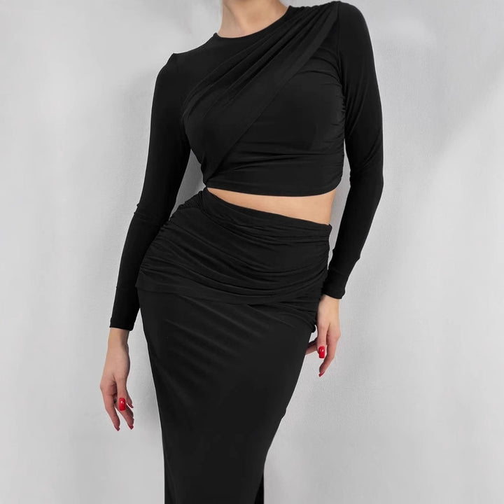 Damer Elegant Wrap Klänning med Långa Ärmar och Figurnära Skärning Eva Jonsson-Eva Jonsson
