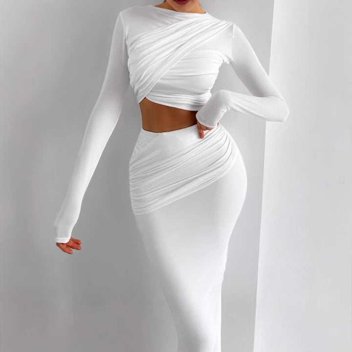 Damer Elegant Wrap Klänning med Långa Ärmar och Figurnära Skärning Eva Jonsson-Eva Jonsson