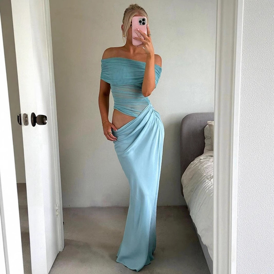Damer Elegant Wrap Klänning med Off-Shoulder Design och Draperingseffekt Mirla-Eva Jonsson