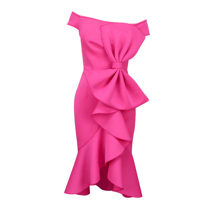 Damer Elegant Wrap Klänning med Rynkor och Off-Shoulder Design Mirla-Eva Jonsson