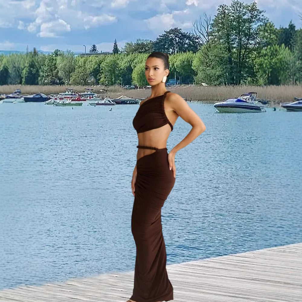 Damer Elegant Wrap Klänning med Sido Rynkor och Högt Skuret Design Mirla-Eva Jonsson