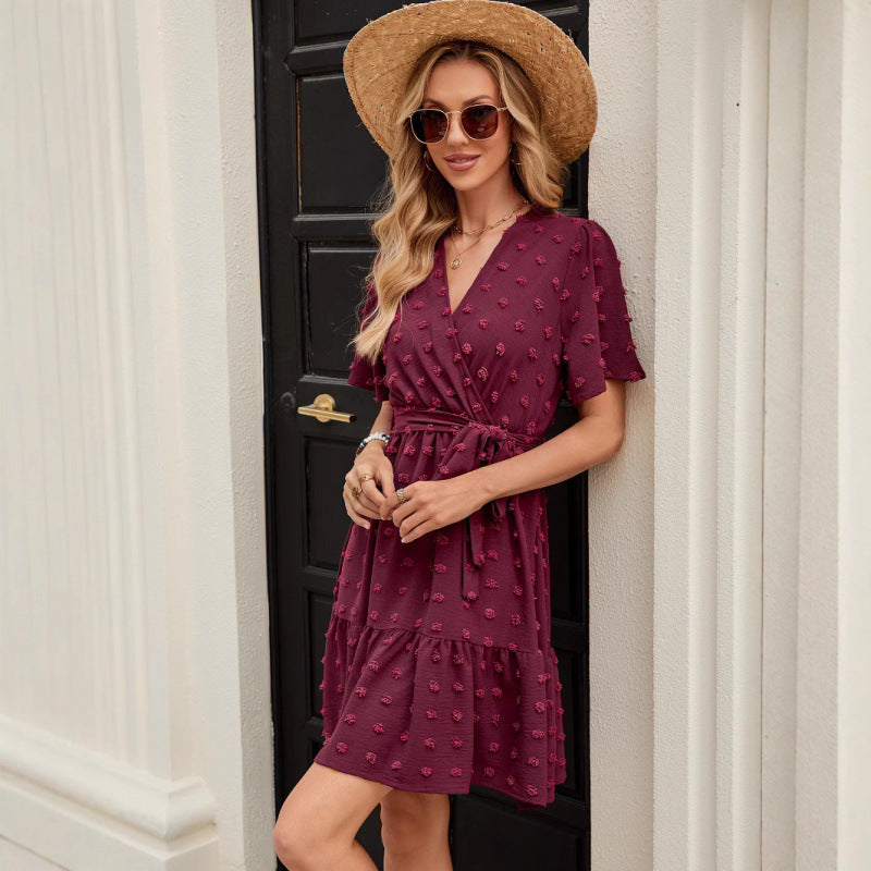 Damer Elegant Wrap Klänning med Slipkjol Eva Jonsson-Eva Jonsson