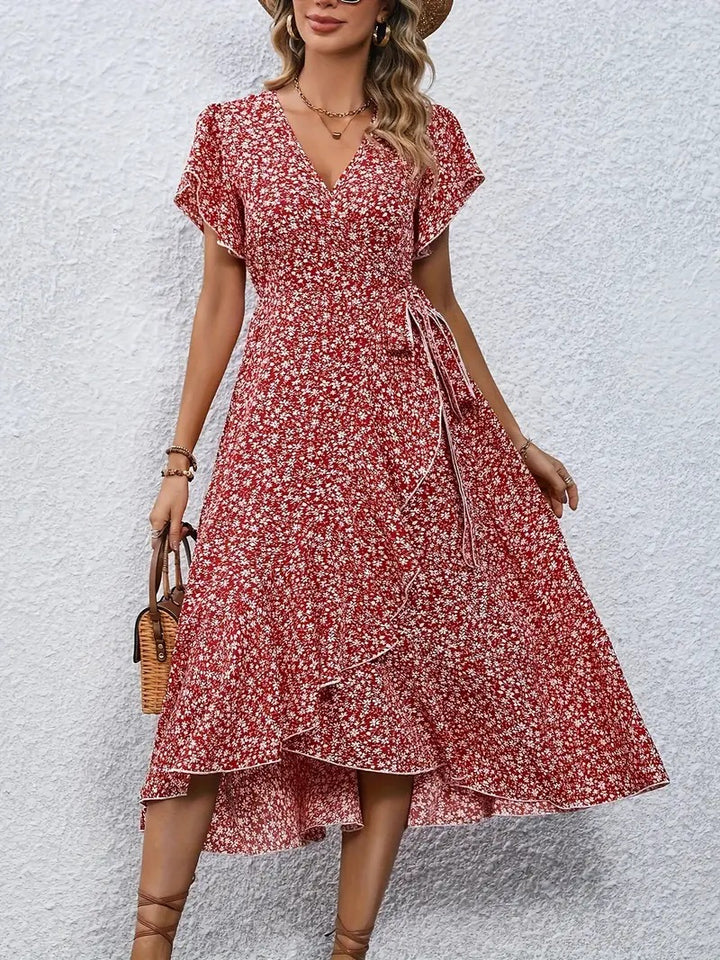 Damer Elegant Wrap Klänning med Volangdetaljer Mirla-Eva Jonsson
