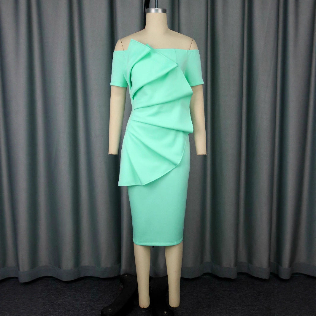 Damer Elegant Wrap Klänning med asymmetrisk design och draperingar Mirla-Eva Jonsson
