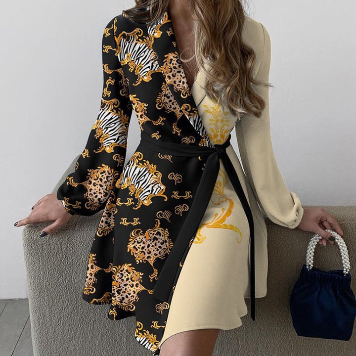 Damer Elegant Wrap Klänning med djurtryck Mirla-Eva Jonsson