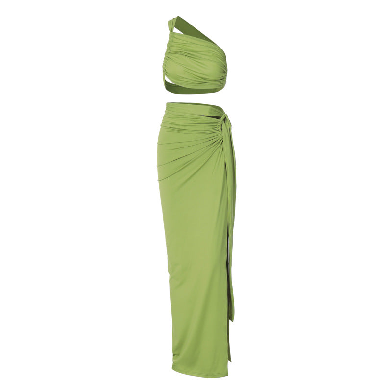 Damer Elegant Wrap Klänning med ensidig Axel Design Mirla-Eva Jonsson