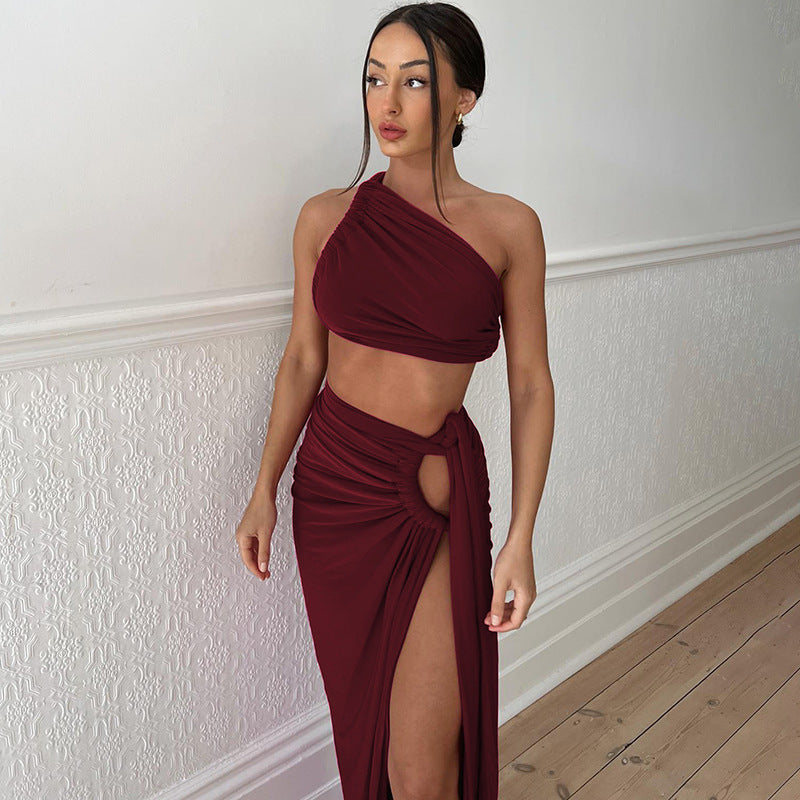 Damer Elegant Wrap Klänning med ensidig Axel Design Mirla-Eva Jonsson