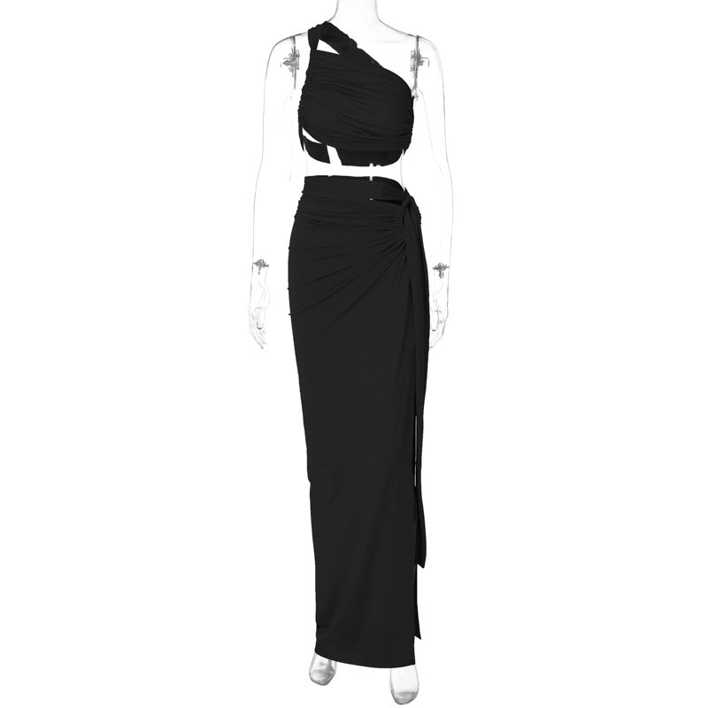 Damer Elegant Wrap Klänning med ensidig Axel Design Mirla-Eva Jonsson