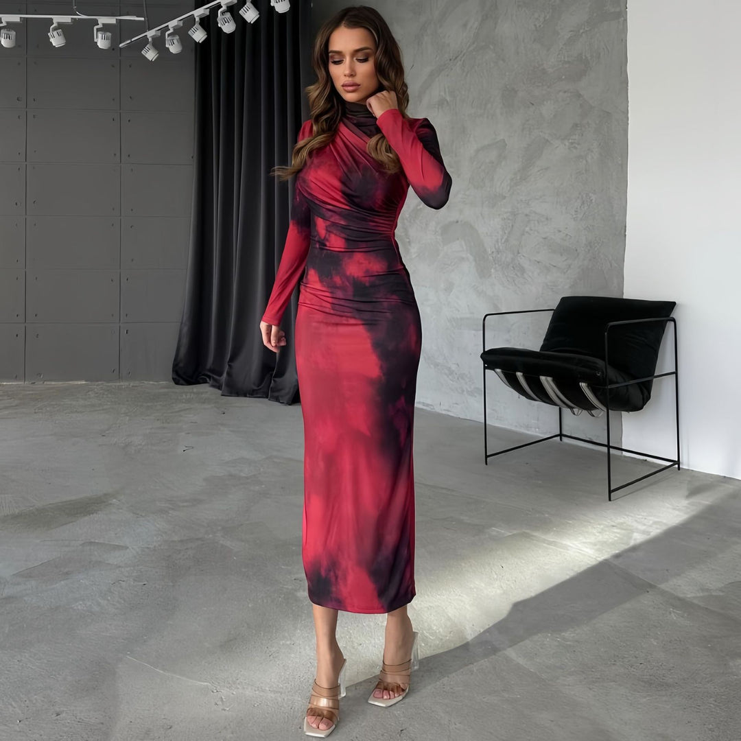 Damer Elegant Wrap Klänning med figursydd skärning och lång ärm Mirla-Eva Jonsson