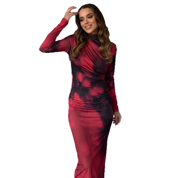 Damer Elegant Wrap Klänning med figursydd skärning och lång ärm Mirla-Eva Jonsson