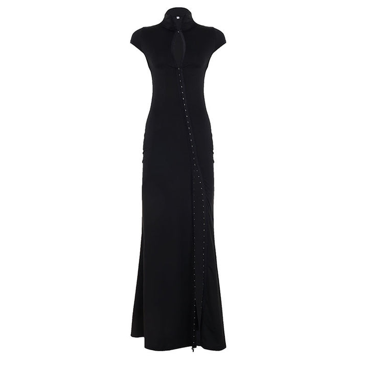 Damer Elegant Wrap Klänning med hög avslutning Krage och smal Silhouette Mirla-Eva Jonsson