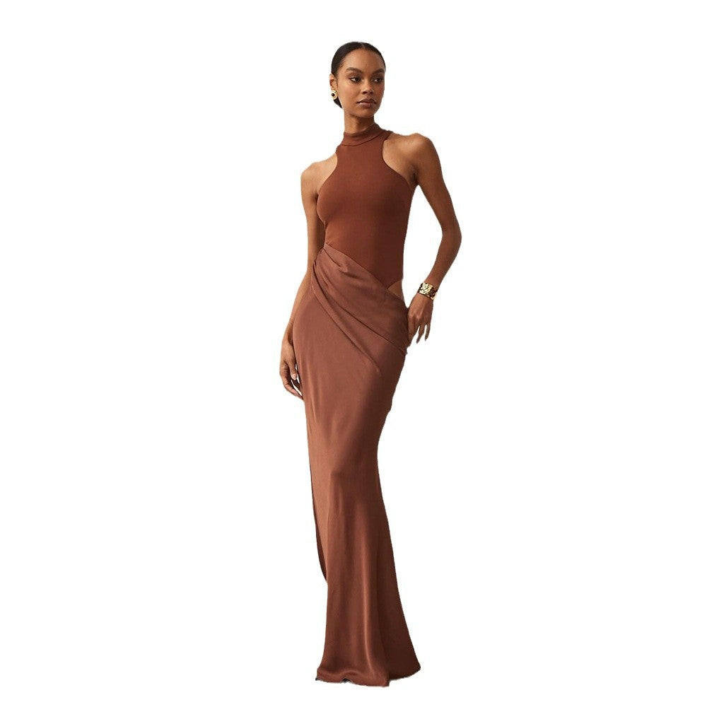 Damer Elegant Wrap Klänning med högslutet design och sidoklyfta Mirla-Eva Jonsson