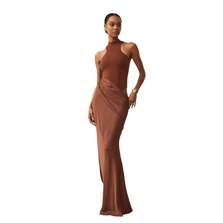 Damer Elegant Wrap Klänning med högslutet design och sidoklyfta Mirla-Eva Jonsson